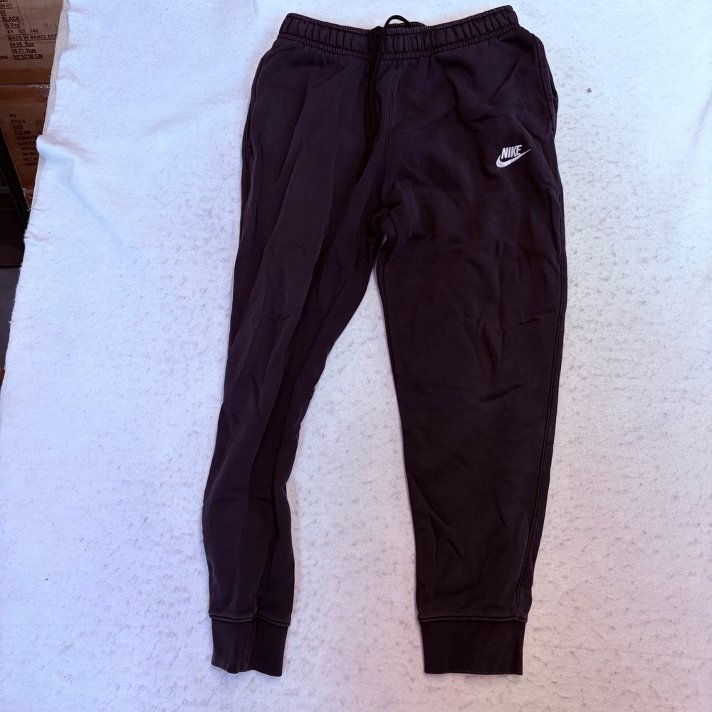 Nike Jogger Sweatpants Mens Size M Black Fleece Cuffed Drawstring